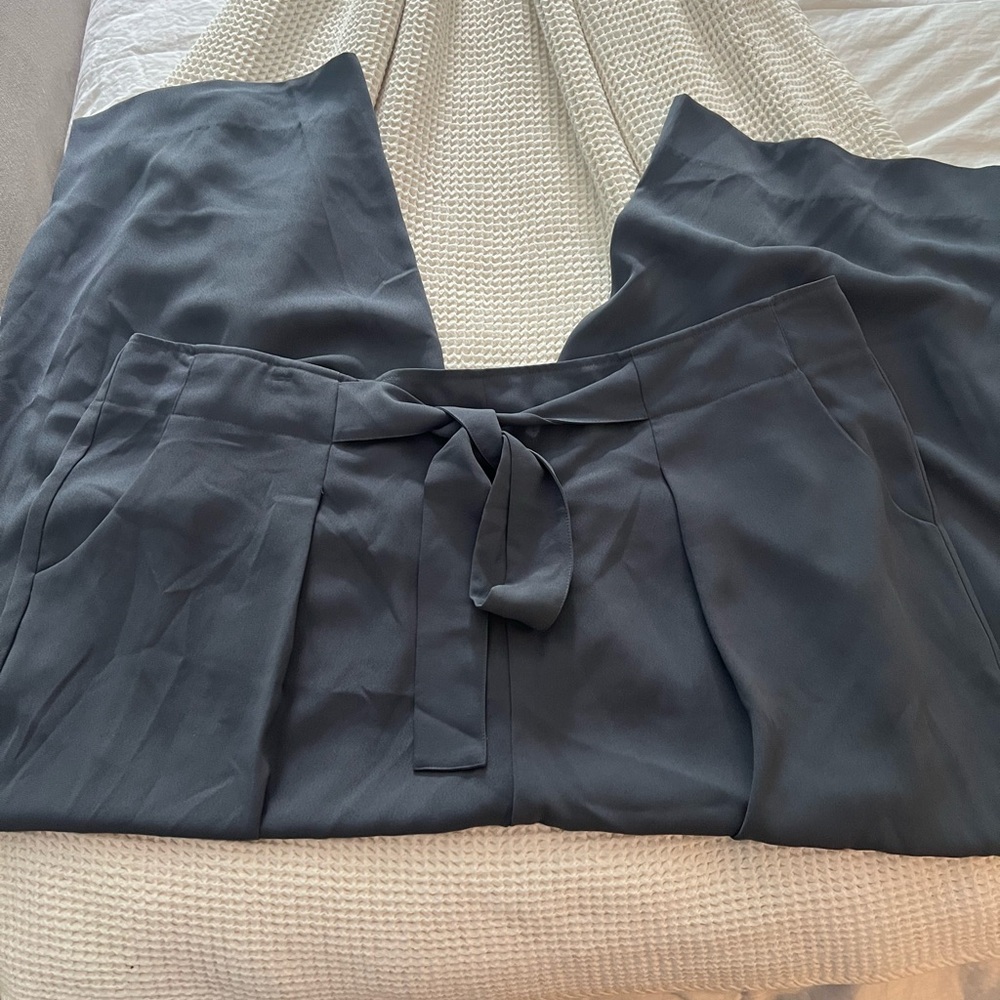 Madison Gray Wide Leg Pants with Drawstring Waist